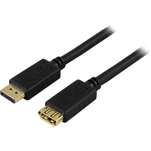 Deltaco DisplayPort Extension Cable, Male - Female, 1m, Black